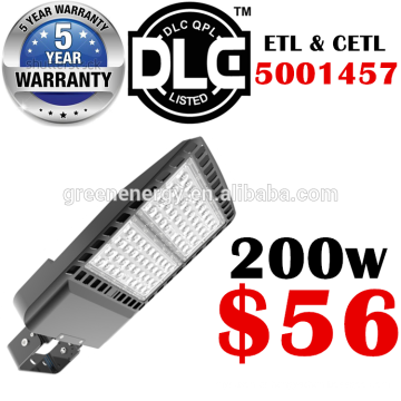 2018 novo DLC ETL china shenzhen fornecedor menor preço 5 anos de garantia 60-300 w 130lm / w 200 watt levou postes de luz de rua